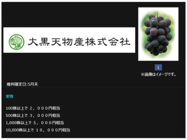 2023年5月　株主優待　大黒天物産<2791>　100株の　果物優待