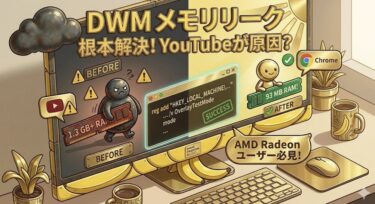 【備忘録】DWM （デスクトップ ウィンドウ マネージャー）メモリリーク（1GB超え！）を根本解決！AMD Radeon × YouTube で発生するバグの修正方法